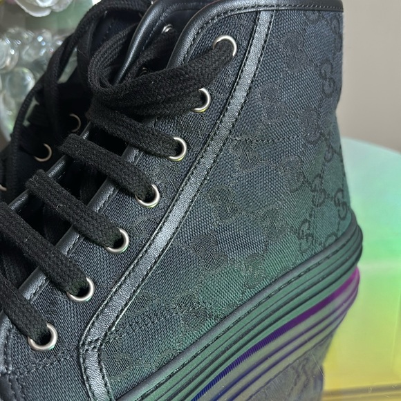 NWOT GUCCI💓 Black High-Top Sneakers 37 fits 7.5 - Picture 13 of 13